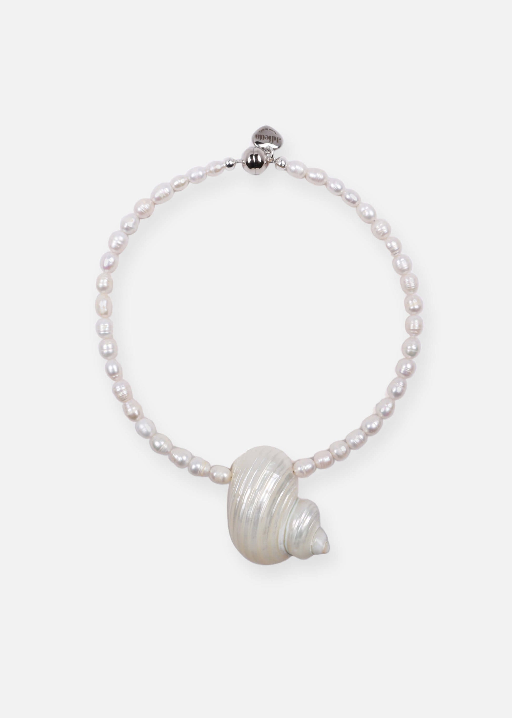 Unique handmade pearl necklace with baroque pearls and real shell. Support sustainability!